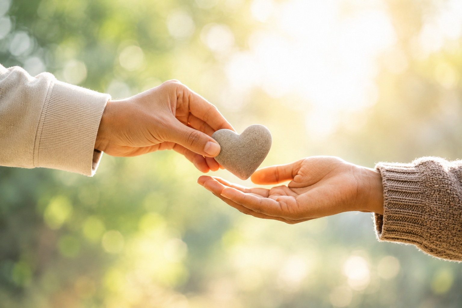 image symbolizes the quiet way compassion and emotional support are passed from one person to another. The exchange of the heart-shaped stone reflects the blog’s central idea that the emotional atmosphere of the world is shaped through small human interactions, kindness, and what we choose to give to others.