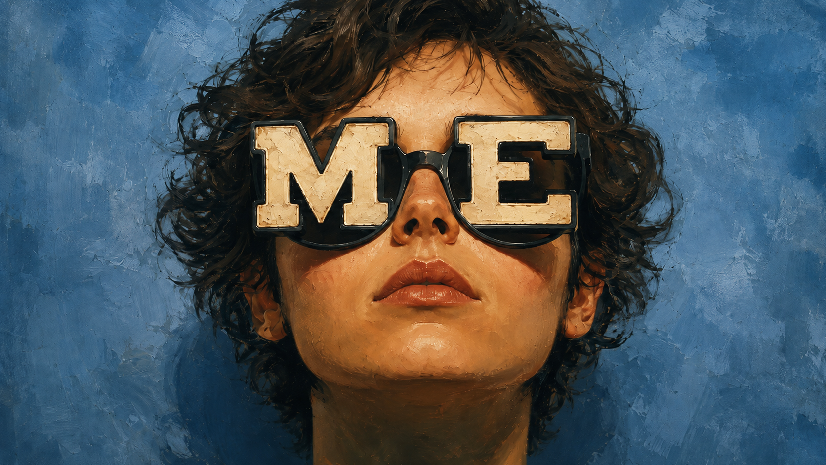 a person wearing large novelty glasses that spell “ME” across their eyes. The image represents the way empathy can sometimes become projection: instead of truly seeing another person, we may see our own feelings, fears, and assumptions reflected back at us.